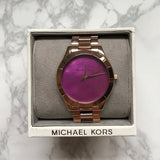 Michael Kors Runway Pink Dial Rose Gold Steel Strap Watch for Women - MK3550 Authentic Buy Shop Now