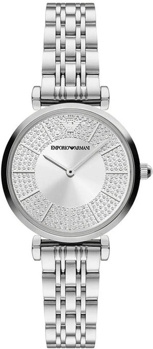 Emporio Armani Gianni T-Bar Quartz Silver Dial Silver Steel Strap Watch For Women - AR11445 Authentic Buy Shop Now