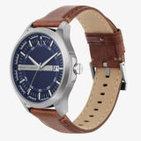 Armani Exchange Hampton Chronograph Blue Dial Brown Leather Strap Watch For Men - AX2133 Authentic Buy Shop Now