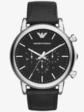 Emporio Armani Luigi Chronograph Black Dial Black Leather Watch For Men - AR1828 Authentic Buy Shop Now