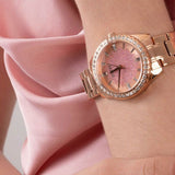 Guess Glitter Diamonds Pink Dial Rose Gold Steel Strap Watch for Women - GW0405L3 Authentic Buy Shop Now