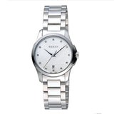 Gucci G Timeless Diamonds Mother of Pearl Dial Silver Steel Strap Watch For Women - YA126542 Authentic Buy Shop Now