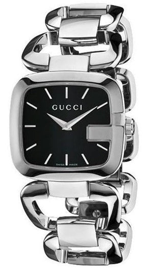 Gucci G Gucci Black Dial Silver Steel Strap Watch For Women - YA125407 Authentic Buy Shop Now