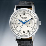 Citizen Eco Drive Silver Dial Black Leather Strap Watch For Men - AO9000-06B Authentic Buy Shop Now