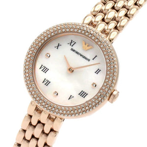 Emporio Armani Rosa Quartz Mother of Pearl White Dial Rose Gold Steel Strap Watch For Women - AR11355 Authentic Buy Shop Now