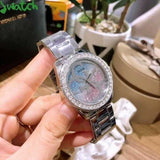 Guess G Twist Diamonds Silver Dial Silver Steel Strap Watch For Women - W1201L1 Authentic Buy Shop Now