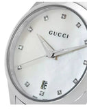 Gucci G Timeless Diamonds Mother of Pearl Dial Silver Steel Strap Watch For Women - YA126542 Authentic Buy Shop Now