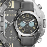 Fossil Grant Chronograph Gunmetal Grey Dial Grey Leather Strap Watch for Men - FS5183 Authentic Buy Shop Now