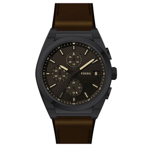 Fossil Everett Chronograph Black Dial Brown Leather Strap Watch for Men - FS5798 Authentic Buy Shop Now