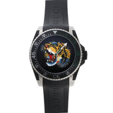 Gucci Dive Tiger Black Dial Black Rubber Strap Watch For Men - YA136318 Authentic Buy Shop Now