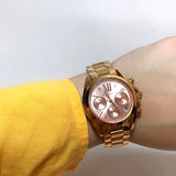 Michael Kors Bradshaw Chronograph Rose Gold Dial Rose Gold Steel Strap Watch for Women - MK5799 Authentic Buy Shop Now