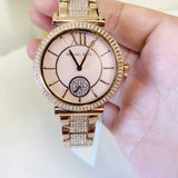 Michael Kors Abbey Three-Hand Analog Crystals Rose Gold Dial Rose Gold Steel Strap Watch for Women - MK4617 Authentic Buy Shop Now