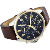 Tommy Hilfiger Dean Multifunctional Blue Dial Brown Leather Strap Watch for Men - 1791275 Authentic Buy Shop Now