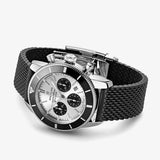 Breitling Superocean Heritage B01 Chronograph 44 Silver Dial Black Mesh Bracelet Watch for Men - AB0162121G1S1 Authentic Buy Shop Now