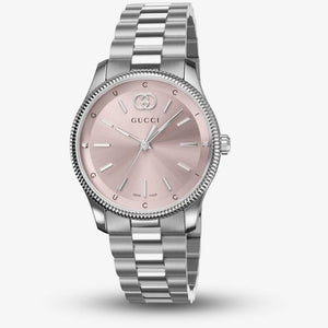 Gucci G Timeless Quartz Pink Dial Silver Steel Strap Watch for Women - YA1265061 Authentic Buy Shop Now