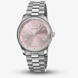 Gucci G Timeless Quartz Pink Dial Silver Steel Strap Watch for Women - YA1265061 Authentic Buy Shop Now