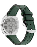 Gucci Grip Quartz Silver Dial Green Leather Strap Unisex Watch - YA157406 Authentic Buy Shop Now
