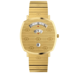 Gucci Grip Quartz Yellow Gold Dial Gold Steel Strap Unisex Watch - YA157409 Authentic Buy Shop Now