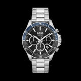 Hugo Boss Troper Chronograph Black Dial Silver Steel Strap Watch For Men - 1514101 Authentic Buy Shop Now