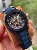 Fossil Modern Machine Automatic Skeleton Blue Dial Two Tone Steel Strap Watch for Men - ME3133 Authentic Buy Shop Now