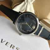 Versace Menifesto Quartz Blue Dial Blue Leather Strap Watch For Men - VBQ01017 Authentic Buy Shop Now