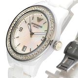 Emporio Armani Ceramica White Mother of Pearl Dial Stainless Steel Strap Watch For Women - AR1426 Authentic Buy Shop Now