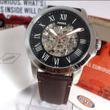 Fossil Grant Automatic Skeleton Black Dial Brown Leather Strap Watch for Men - ME3100 Authentic Buy Shop Now
