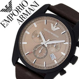 Emporio Armani Sportivo Chronograph Beige Dial Brown Leather Strap Watch For Men - AR6078 Authentic Buy Shop Now