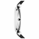 Emporio Armani Gianni T Bar Mother of Pearl Dial Black Leather Strap Watch For Women - AR90002 Authentic Buy Shop Now