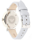 Emporio Armani Gianni T-Bar Mother Of Pearl White Dial Grey Leather Strap Watch For Women - AR11039 Authentic Buy Shop Now
