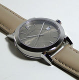 Burberry The City Silver Dial Beige Leather Strap Unisex Watch - BU9010 Authentic Buy Shop Now