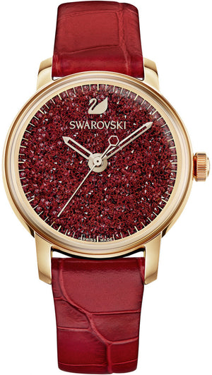 Swarovski Crystalline Hours Red Crystal Dial Red Leather Strap Watch for Women - 5295380 Authentic Buy Shop Now