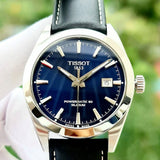 Tissot Gentleman Powermatic 80 Silicium Blue Dial Black Leather Strap Watch For Men - T127.407.16.041.01 Authentic Buy Shop Now