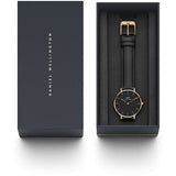 Daniel Wellington Petite Sheffield Black Dial Black Leather Strap Watch For Women - DW00100168 Authentic Buy Shop Now