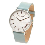 Coach Perry Mother of Pearl White Dial Blue Leather Strap Watch for Women - 14503271 Authentic Buy Shop Now