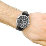 Hugo Boss Ambassador Chronograph Quartz Black Dial Black Leather Strap Watch For Men - HB1513194 Authentic Buy Shop Now