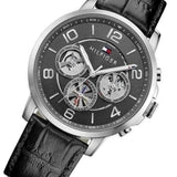 Tommy Hilfiger Keagan Quartz Grey Dial Black Leather Strap Watch for Men - 1791289 Authentic Buy Shop Now