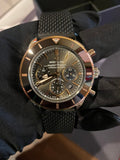 Breitling Superocean Heritage B01 Chronograph 44 Black Dial Black Mesh Bracelet Watch for Men - UB01621A1M1S1 Authentic Buy Shop Now