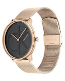 Calvin Klein Minimal Black Dial Rose Gold Mesh Bracelet Watch for Men - K3M22621 Authentic Buy Shop Now