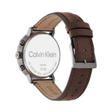 Calvin Klein Minimal Silver Dial Brown Leather Strap Watch for Men - K3M211G6 Authentic Buy Shop Now