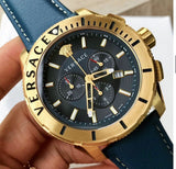 Versace Casual Chronograph Blue Dial Blue Leather Strap Watch for Men - VERG004-18 Authentic Buy Shop Now