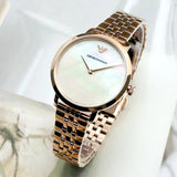 Emporio Armani Modern Mother of Pearl White Dial Rose Gold Steel Strap Watch for Women - AR11158 Authentic Buy Shop Now