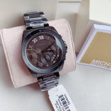Michael Kors Brecken Chronograph Black Dial Black Steel Strap Watch For Men - MK8482 Authentic Buy Shop Now