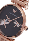 Emporio Armani Gianni T Bar Black Dial Rose Gold Steel Strap Watch For Women - AR11206 Authentic Buy Shop Now