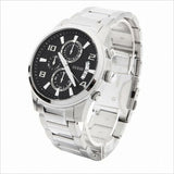 Guess Exec Chronograph Quartz Black Dial Silver Steel Strap Watch For Men - W0075G1 Authentic Buy Shop Now