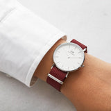 Daniel Wellington Classic Roselyn White Dial Red NATO Strap Watch For Women - DW00100272 Authentic Buy Shop Now