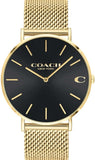 Coach Charles Black Dial Gold Mesh Bracelet Watch for Men - 14602440 Authentic Buy Shop Now
