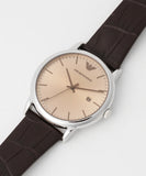 Emporio Armani Luigi Analog Bronze Dial Brown Leather Strap Watch For Men - AR11096 Authentic Buy Shop Now