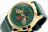 Gucci G Timeless Bee Green Dial Green Leather Strap Watch For Women - YA1264065 Authentic Buy Shop Now