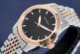 Gucci G Timeless Black Dial Two Tone Steel Strap Watch For Women - YA126512 Authentic Buy Shop Now